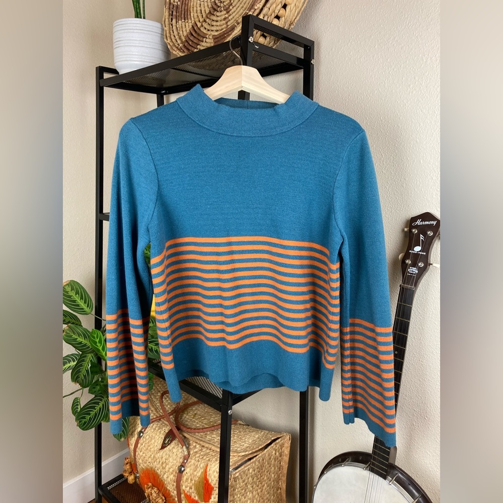 ROOLEE belled striped sweater size L.